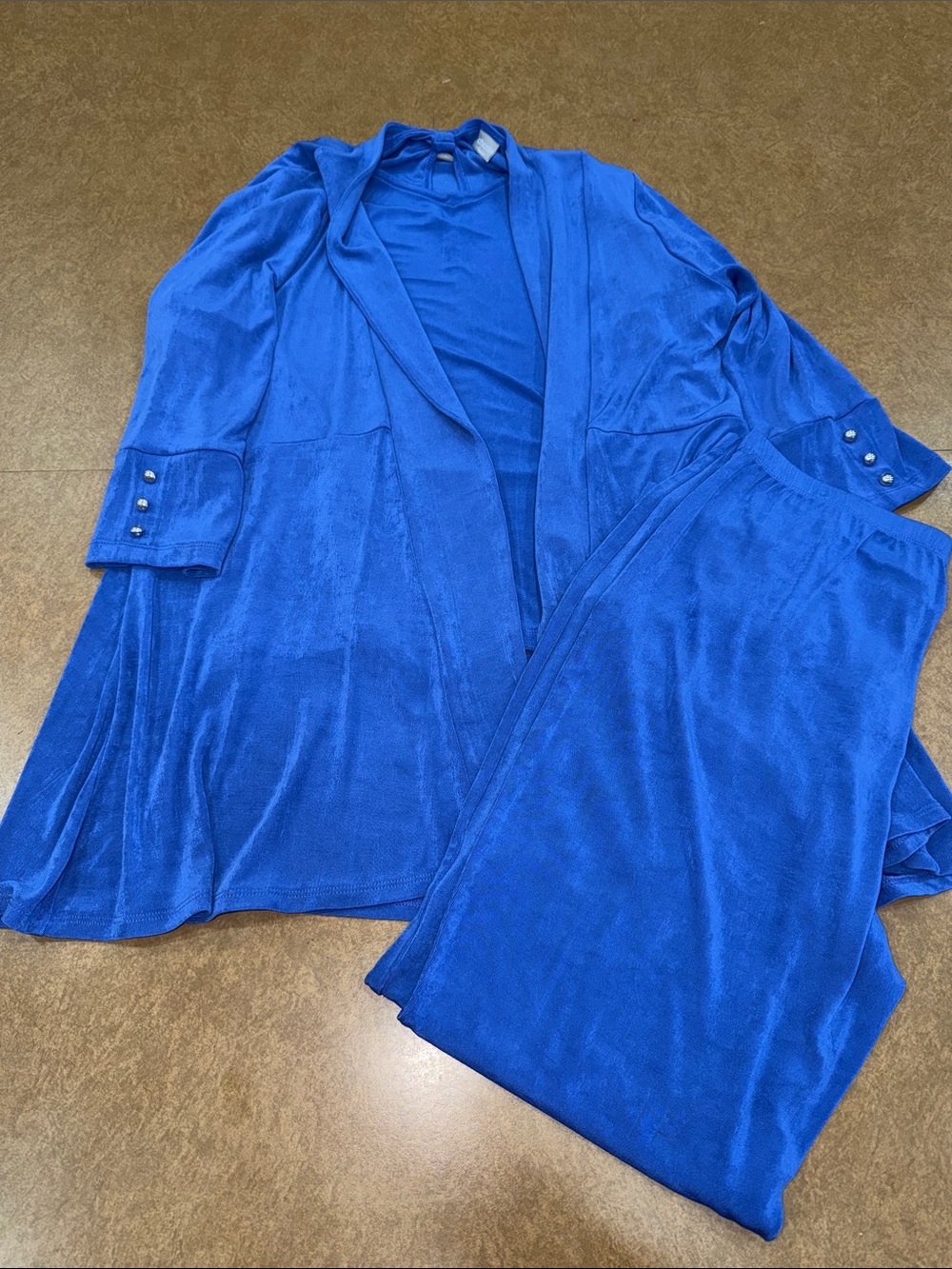 Chico's Travelers Collection Royal Blue 3 Piece Pants/ Cardigan/ Top Set •Size 2